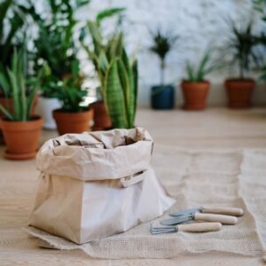 Natural fabric grow bag sack for plants